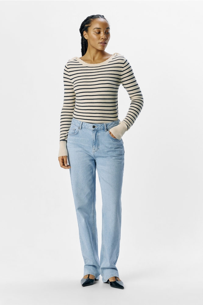 OBJSAVA ELLEN MW STRAIGHT JEANS NOO 23044715 Light Blue Denim